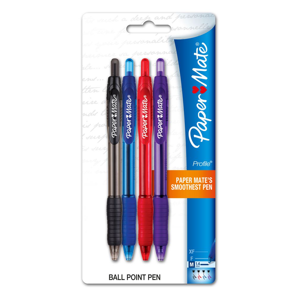 PaperMate Profile Retractable Ballpoint Pens Assorted 4 Pack
