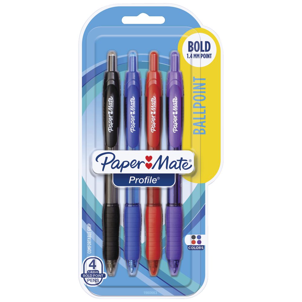 PaperMate Profile Retractable Ballpoint Pens Assorted 4 Pack