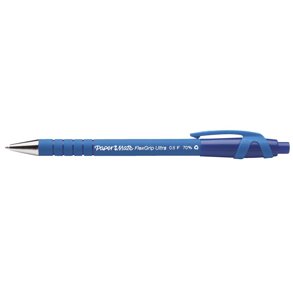 PaperMate FlexGrip Ultra 0.8mm Retractable Pens Blue 12 Pack
