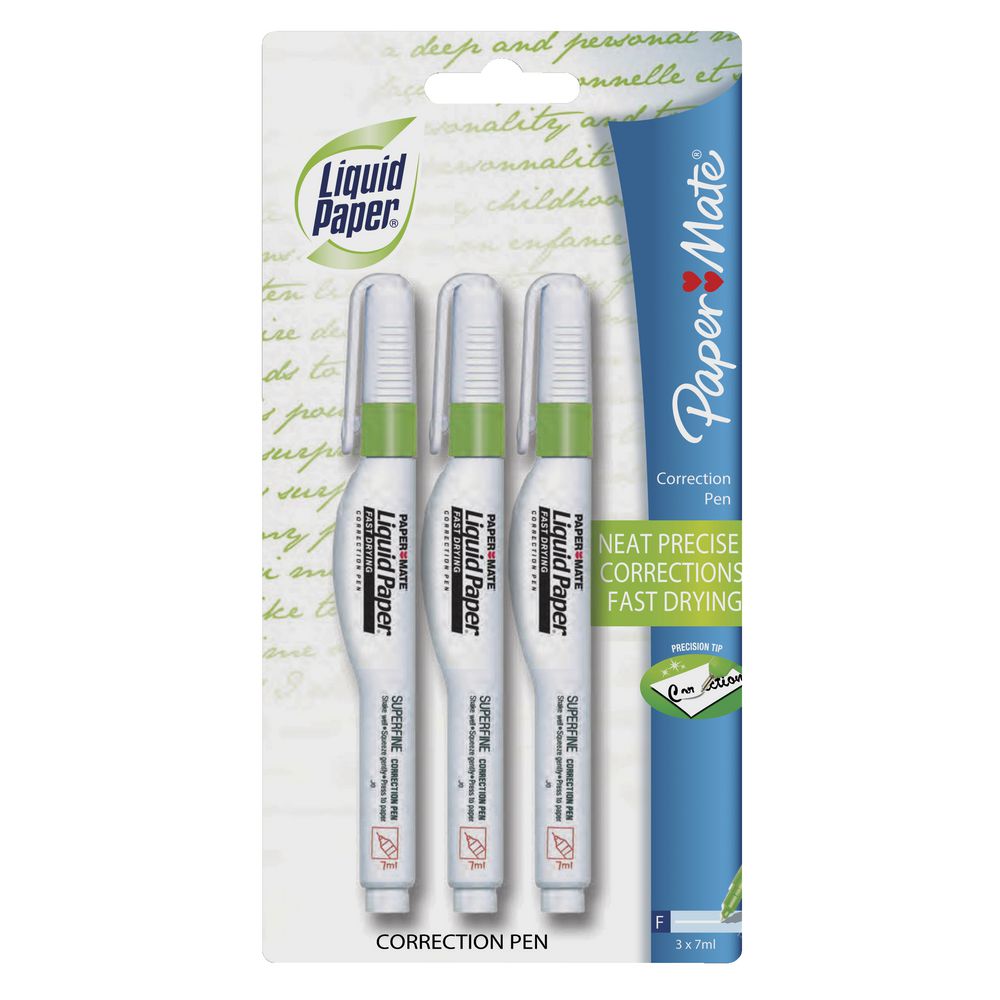 Liquid Paper Correction Pen 7mL 3 Pack Officeworks