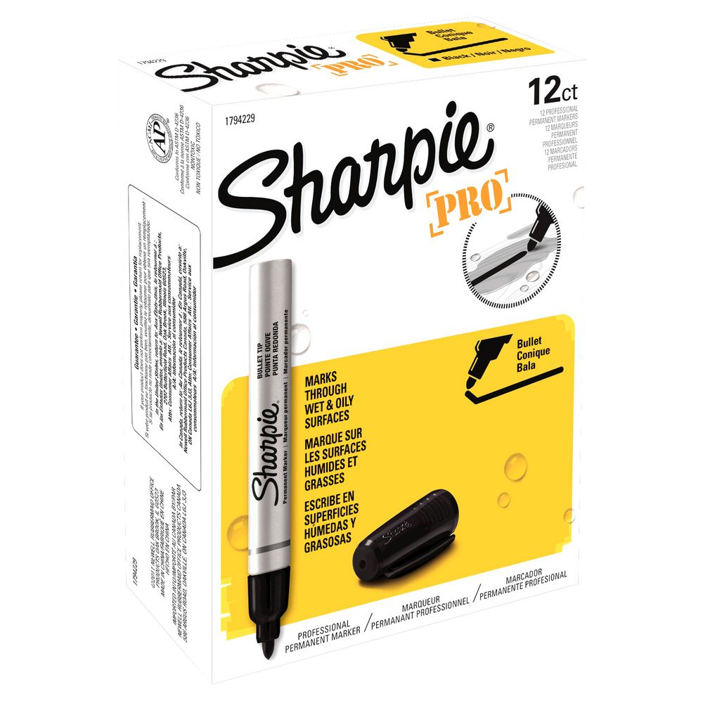 Sharpie Pro Metal Permanent Markers Black 12 Pack