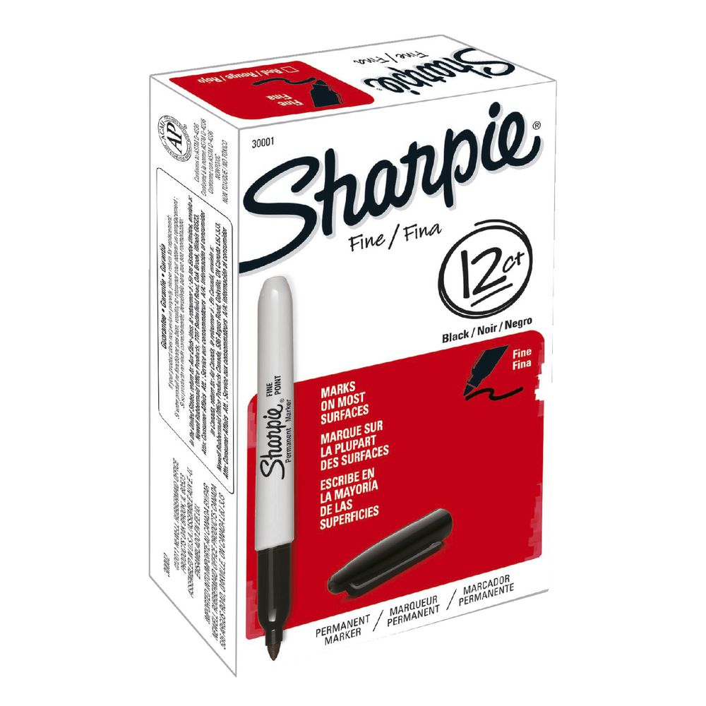 Sharpie Fine Permanent Markers Black 12 Pack