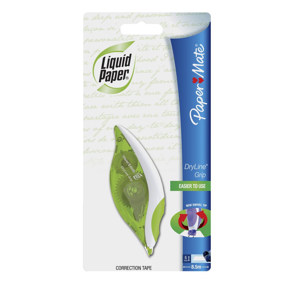 Liquid Paper Dryline Grip Correction Tape 5mm x 8.5m Green