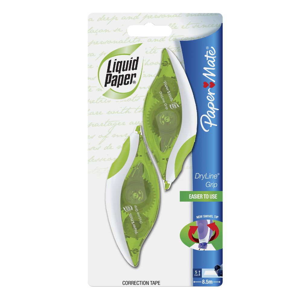 Liquid Paper Dryline Correction Tape 5mm x 8.5m Green 2 Pack