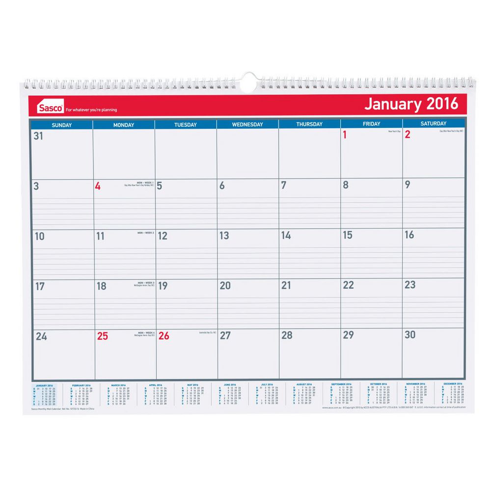 Calendar Queensland Monthly : Sasco monthly wall calendar officeworks Calendar Queensland Monthly : Sasco monthly wall calendar officeworks
