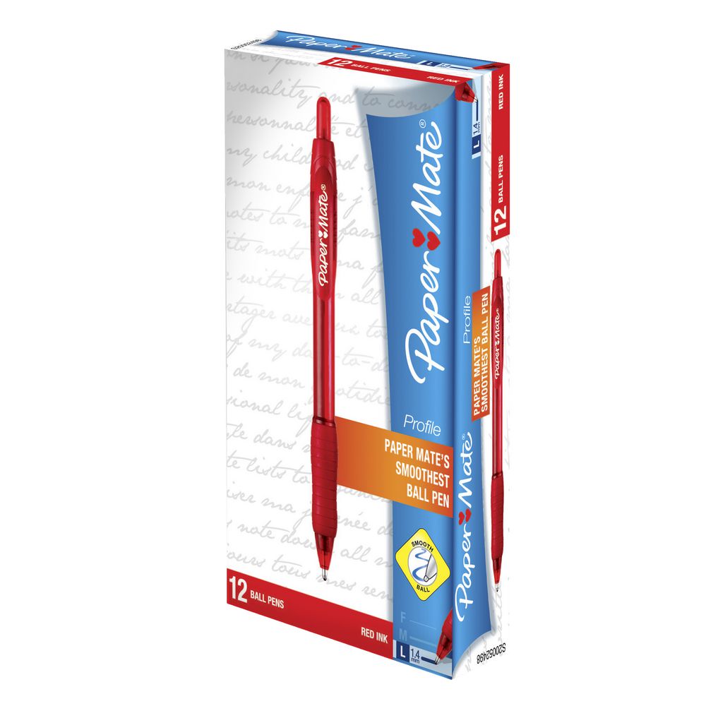 PaperMate Profile Retractable Ballpoint Pens Red 12 Pack