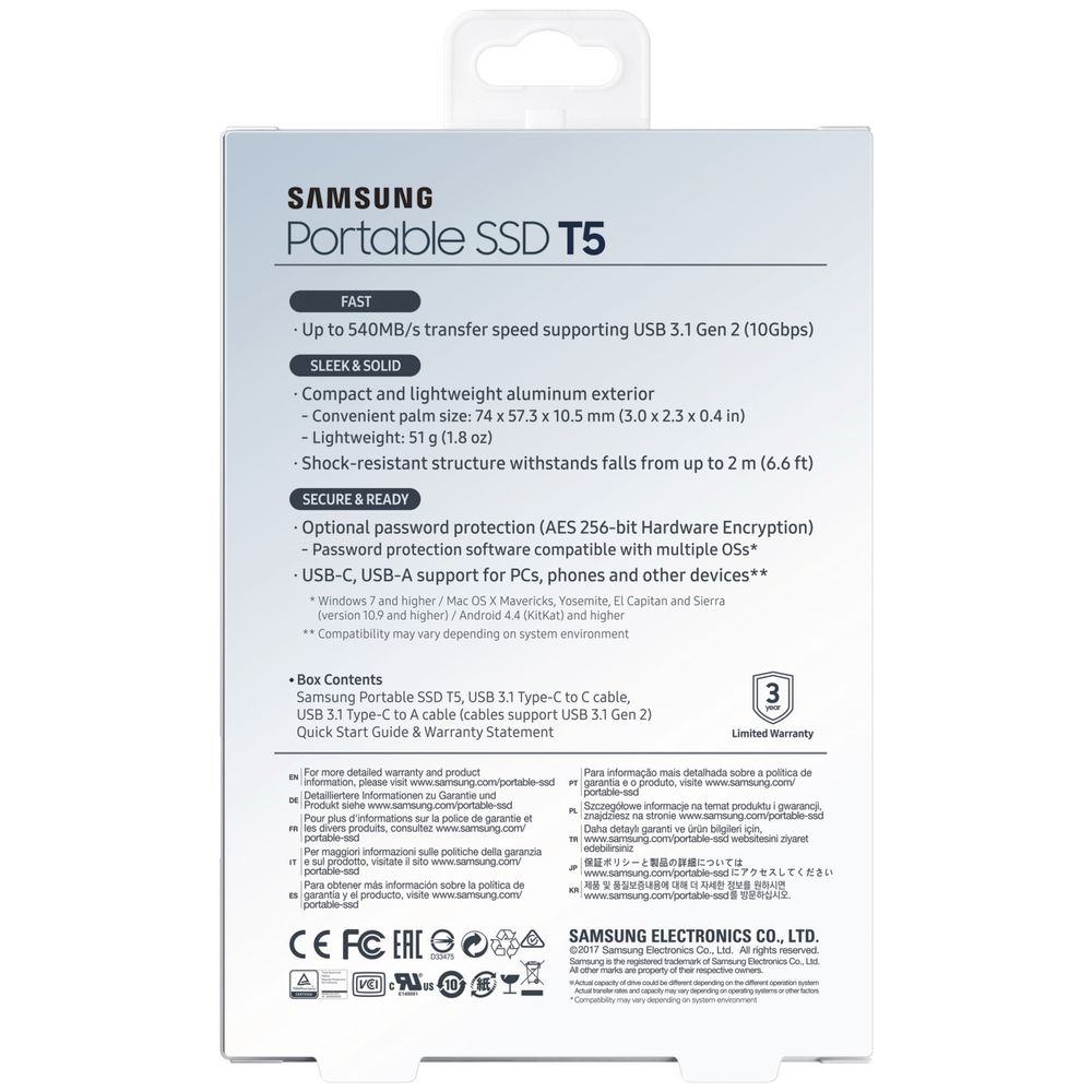 Samsung 250GB Portable Solid State Drive T5