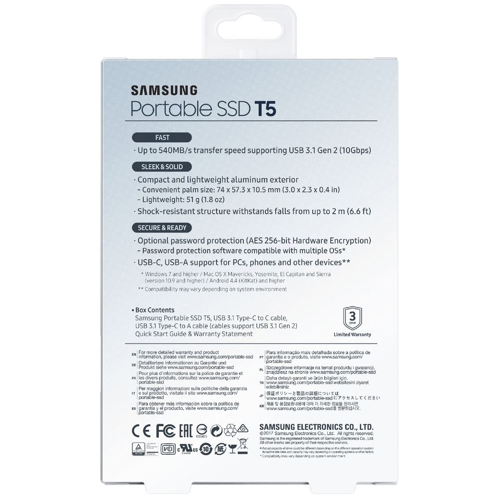 Samsung 500GB Portable Solid State Drive T5