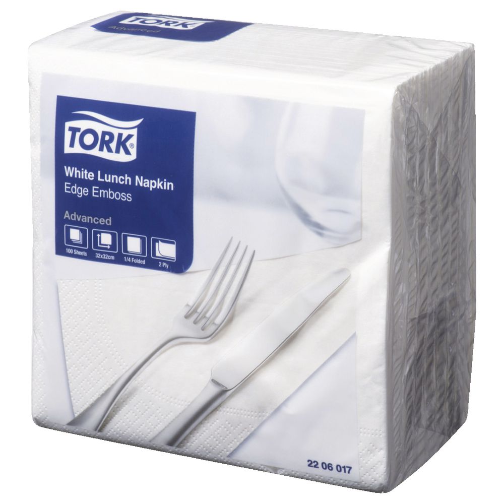 Tork Advanced Luncheon Napkins 2 Ply White 100 Pack