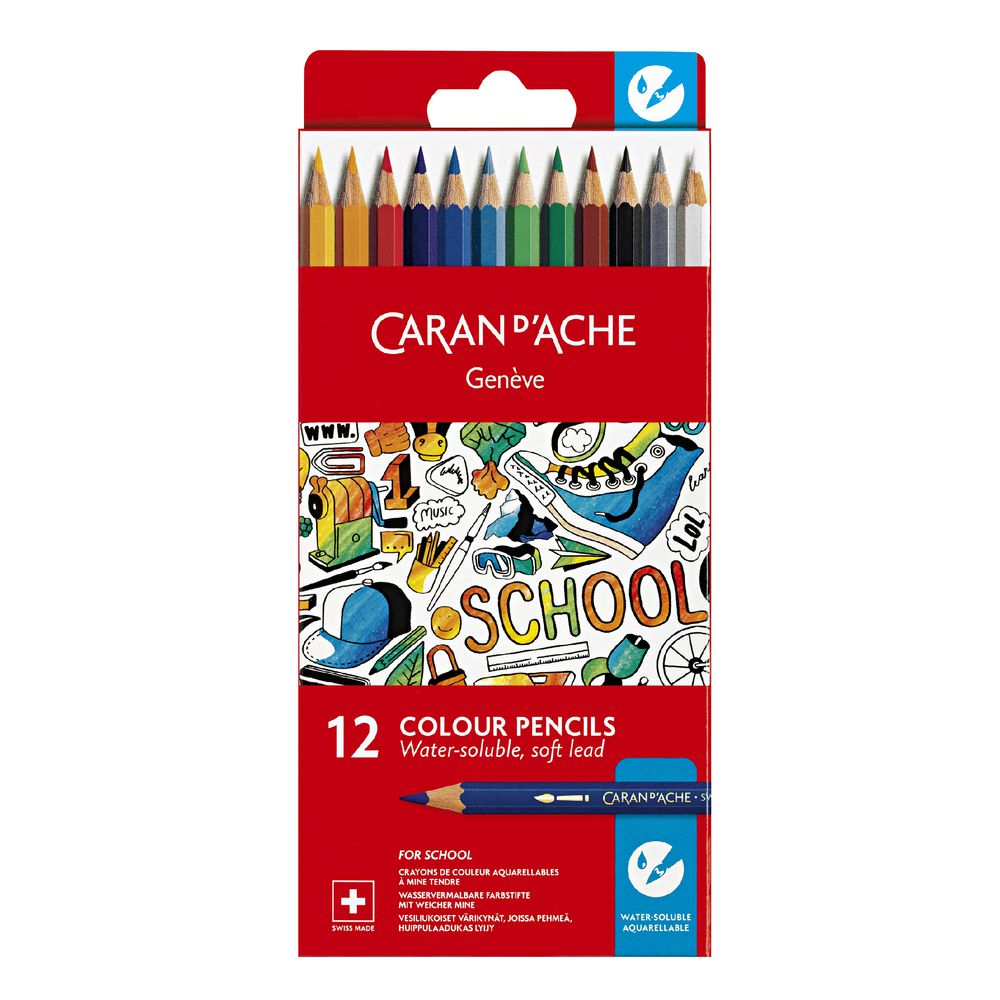 Caran d'Ache Water Soluble Coloured Pencils 12 Pack