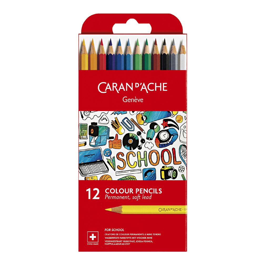 Caran d'Ache Permanent Coloured Pencils 12 Pack