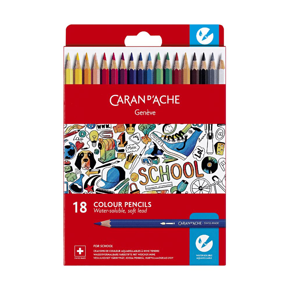 Caran d'Ache Water Soluble Coloured Pencils 18 Pack