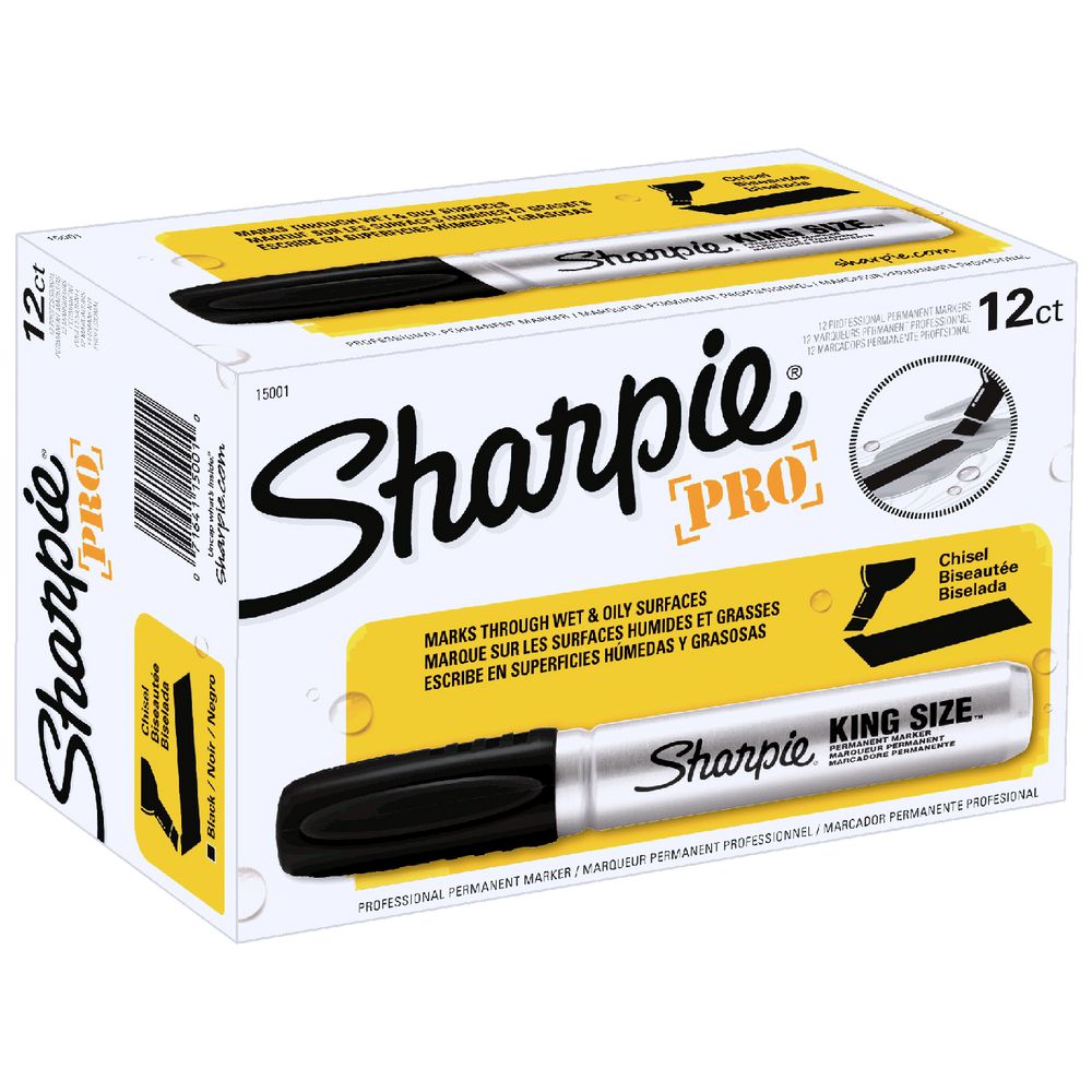 Sharpie Pro King Size Markers Chisel Black 12 Pack