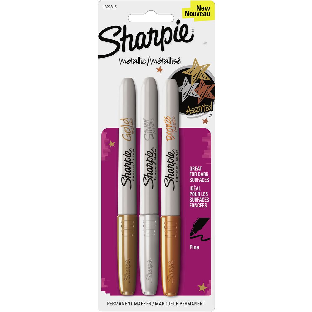Sharpie Fine Permanent Marker Metallic Assorted 3 Pack