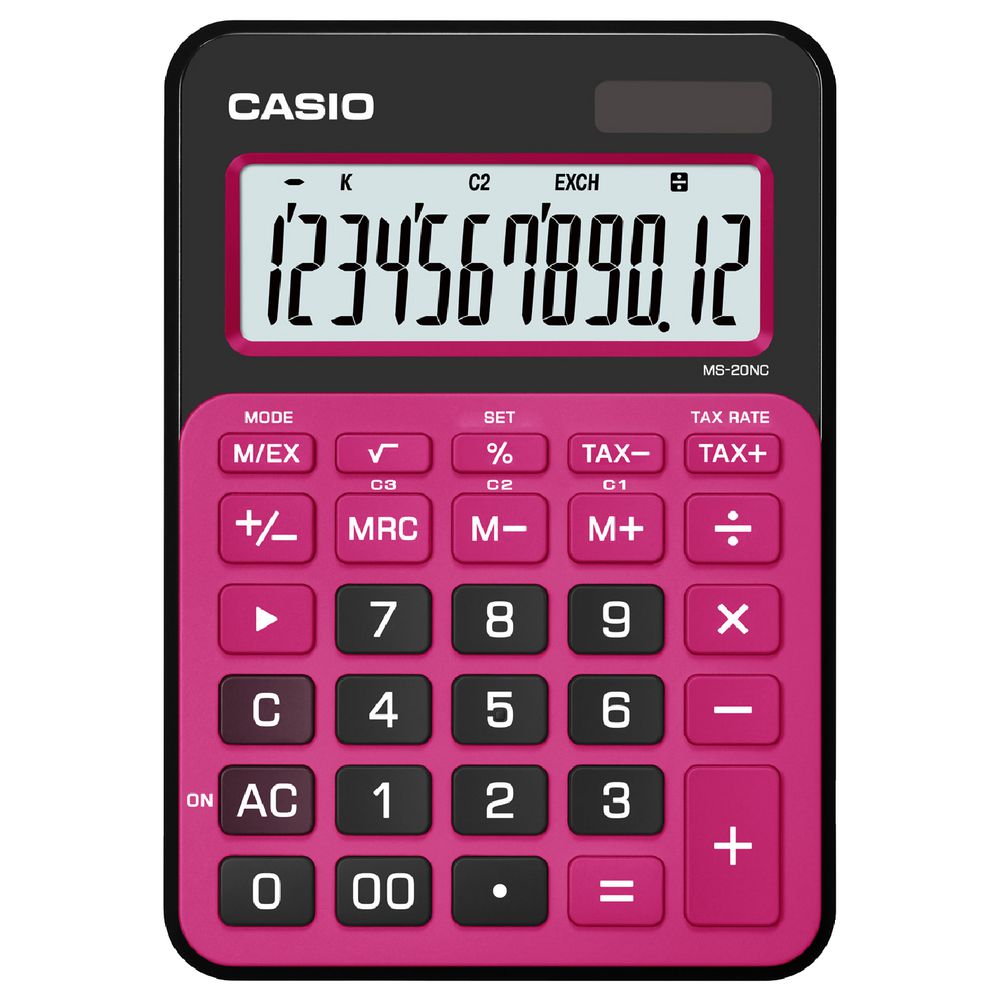 Casio 12 Digit Desktop Calculator Red MS20NC Officeworks