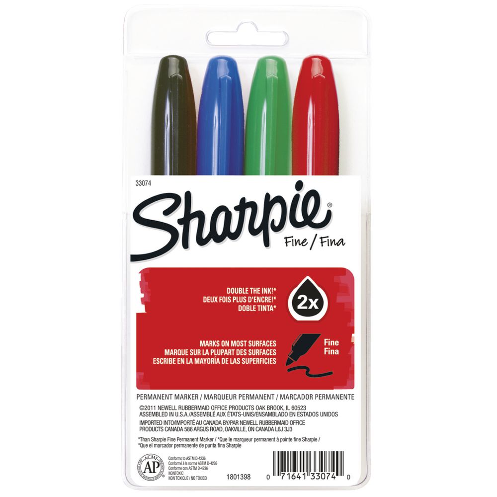 Sharpie Super Permanent Markers Assorted 4 Pack