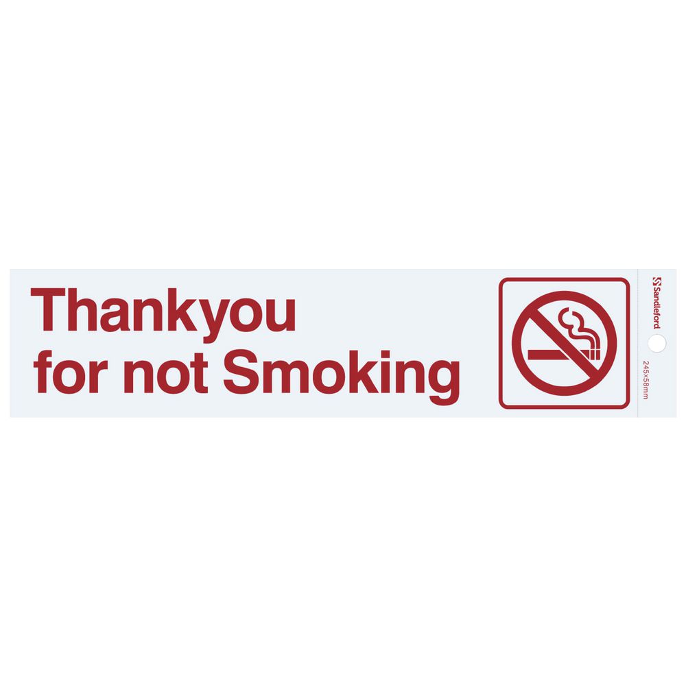 Sandleford Thankyou for Not Smoking self-adhesive Sign White