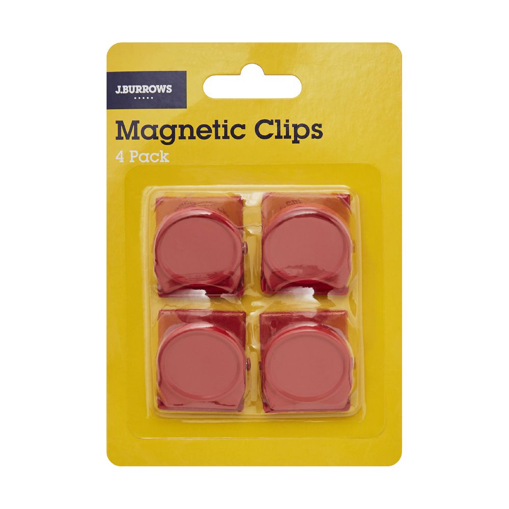 J.Burrows Magnetic Clips Round Red 4 Pack
