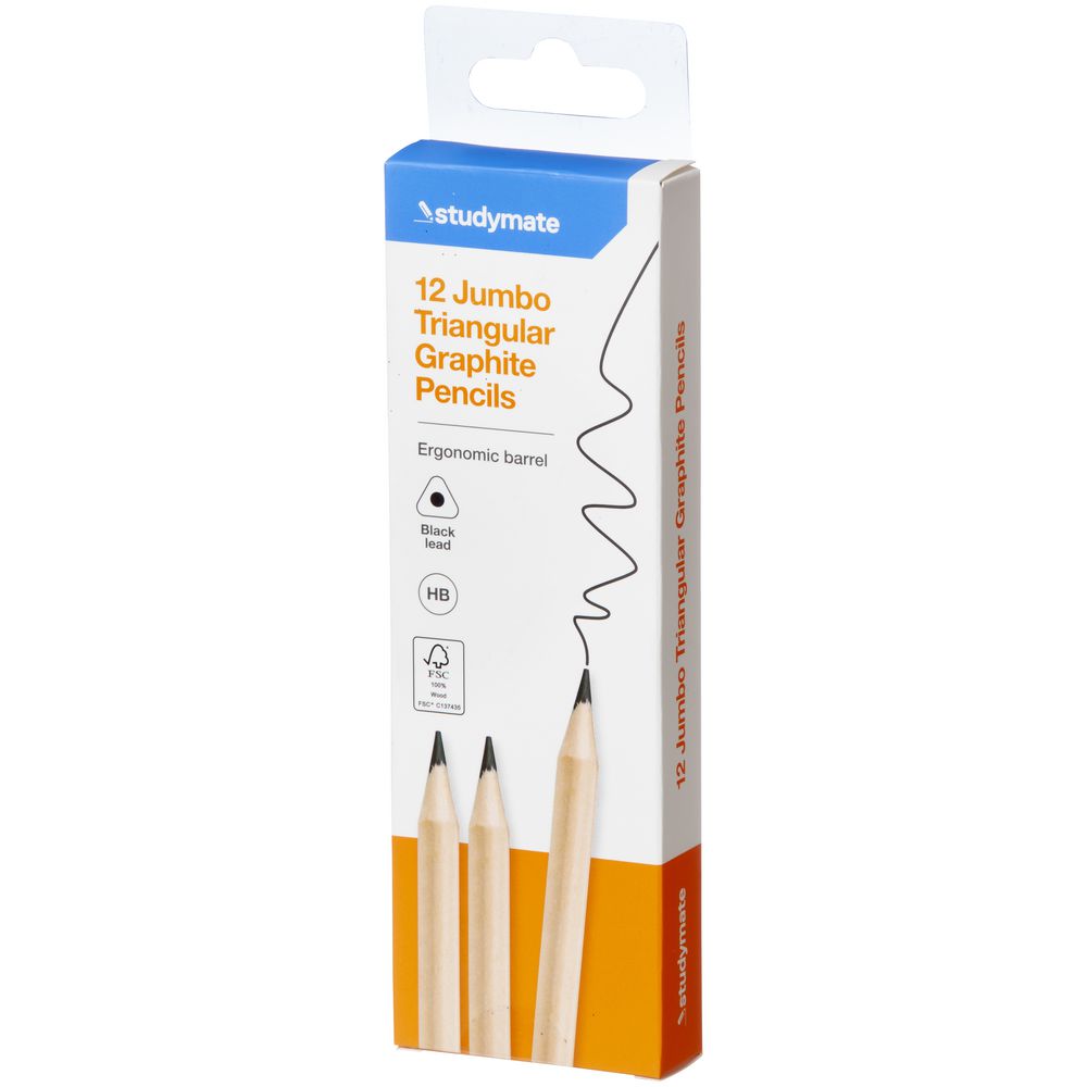Studymate Jumbo HB Triangular Grip Graphite Pencils 12 Pack Officeworks