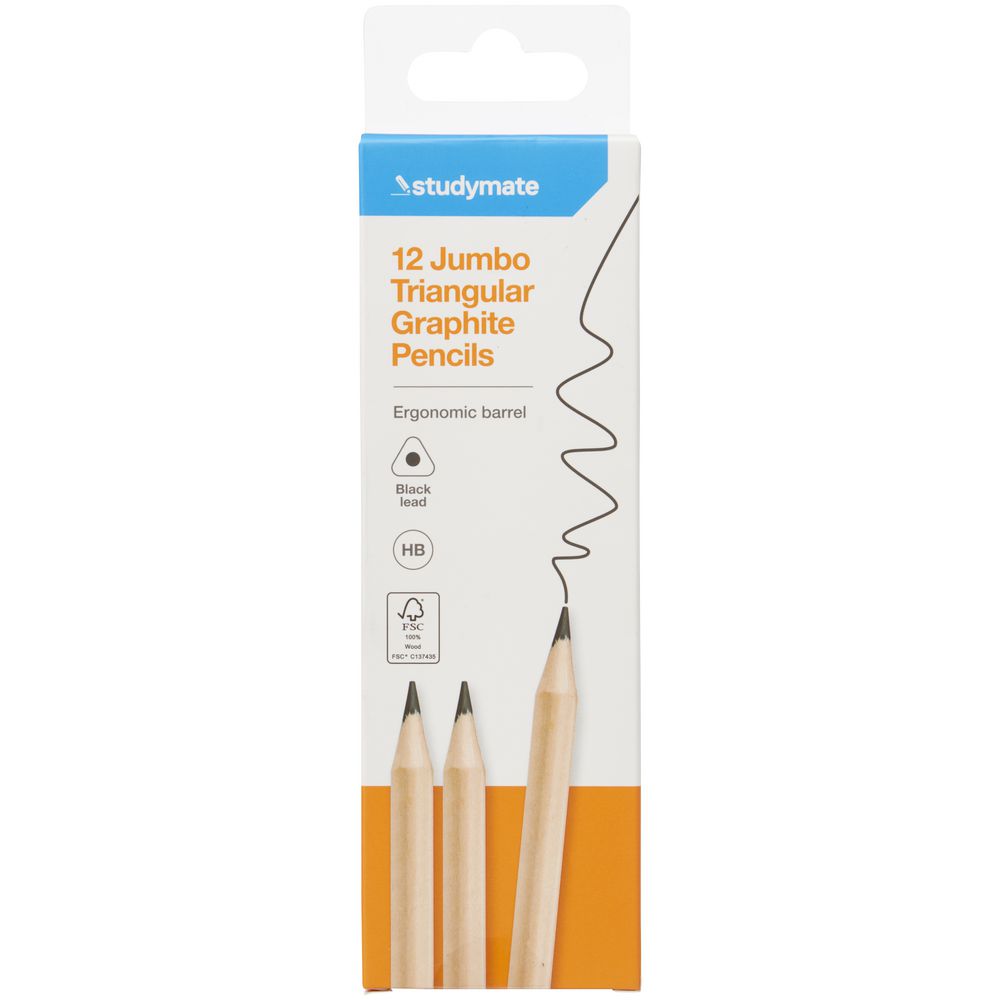 Studymate Jumbo Triangular Graphite Pencils 2b 3 Pack Officeworks