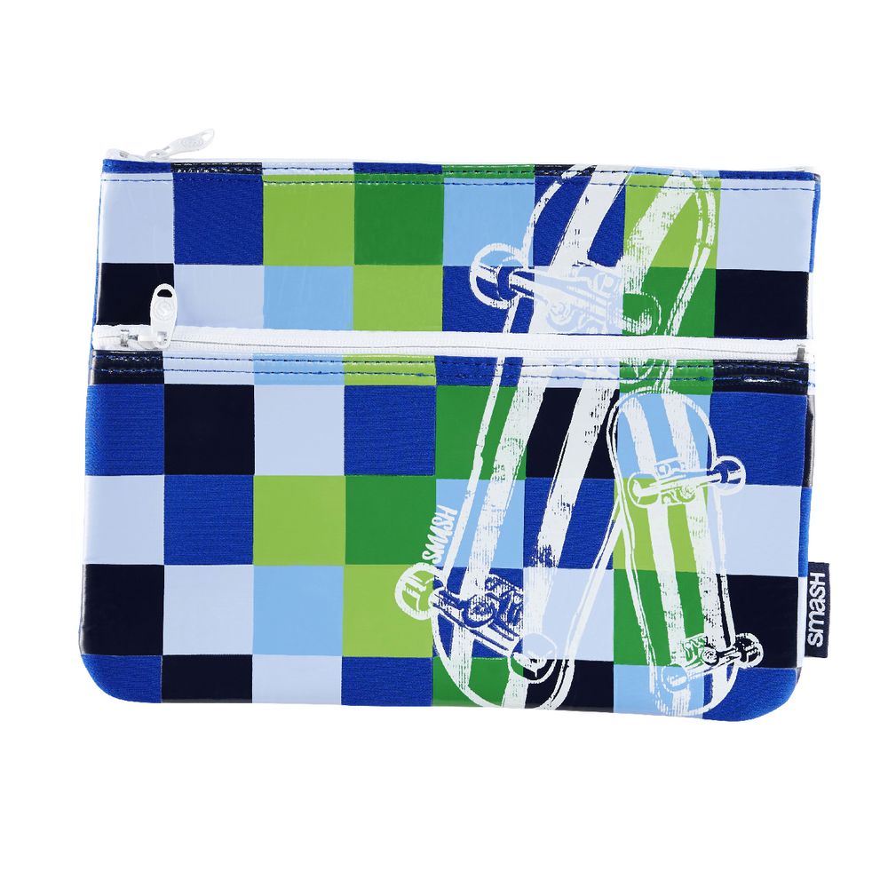 Smash Twin Zip Neoprene Pencil Case Large Bluntside