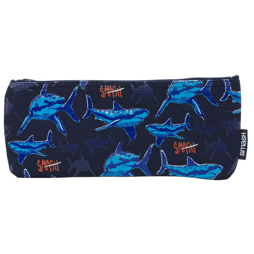 Smash Single Zip Neoprene Pencil Case Medium Sharks