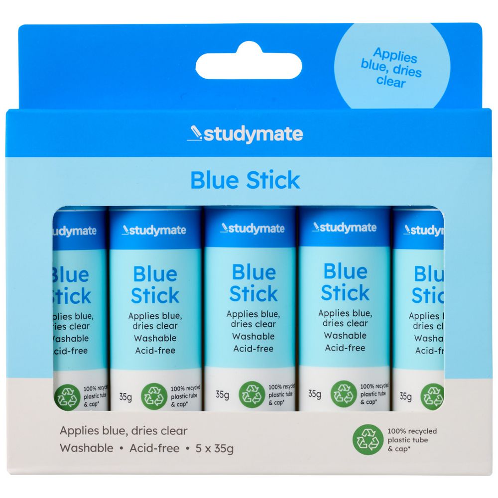 Studymate Blue Stick 35g 5 Pack Officeworks