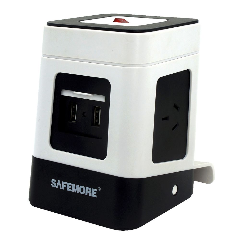 Safemore 3 Outlet Powerboard with 2 USB Ports