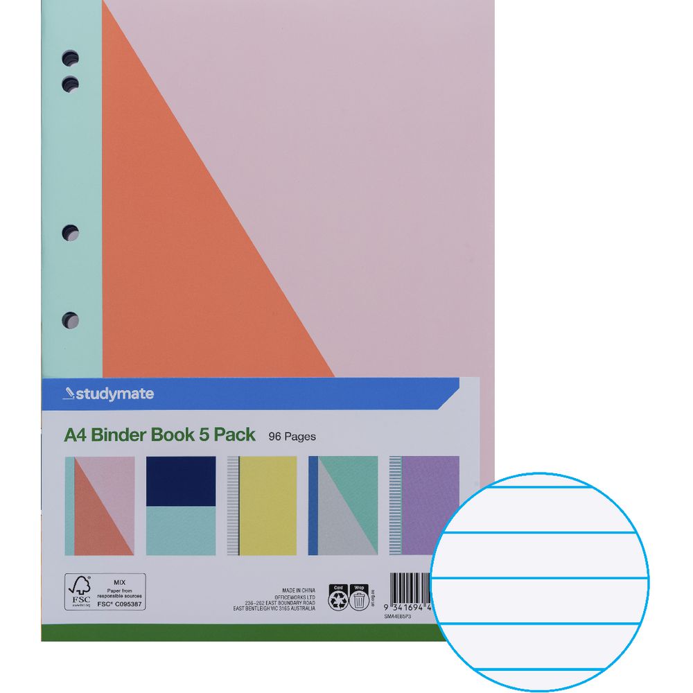 Studymate A4 Exercise Book Pastel 5 Pack 9341694492766 eBay