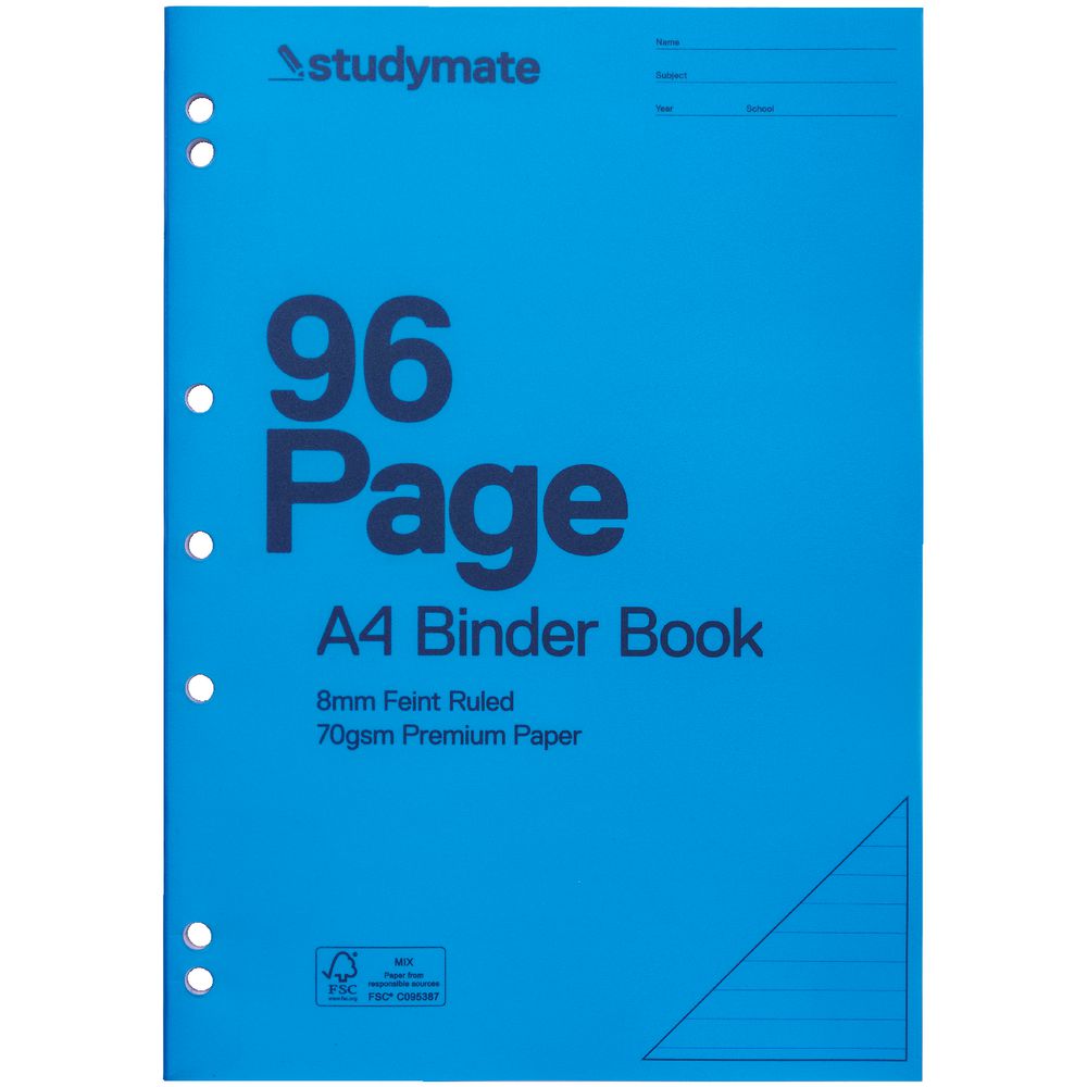 Studymate A4 Binder Book 96 Page Blue