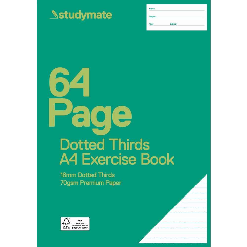 Studymate A4 18mm Dotted Thirds Exercise Book 64 Page