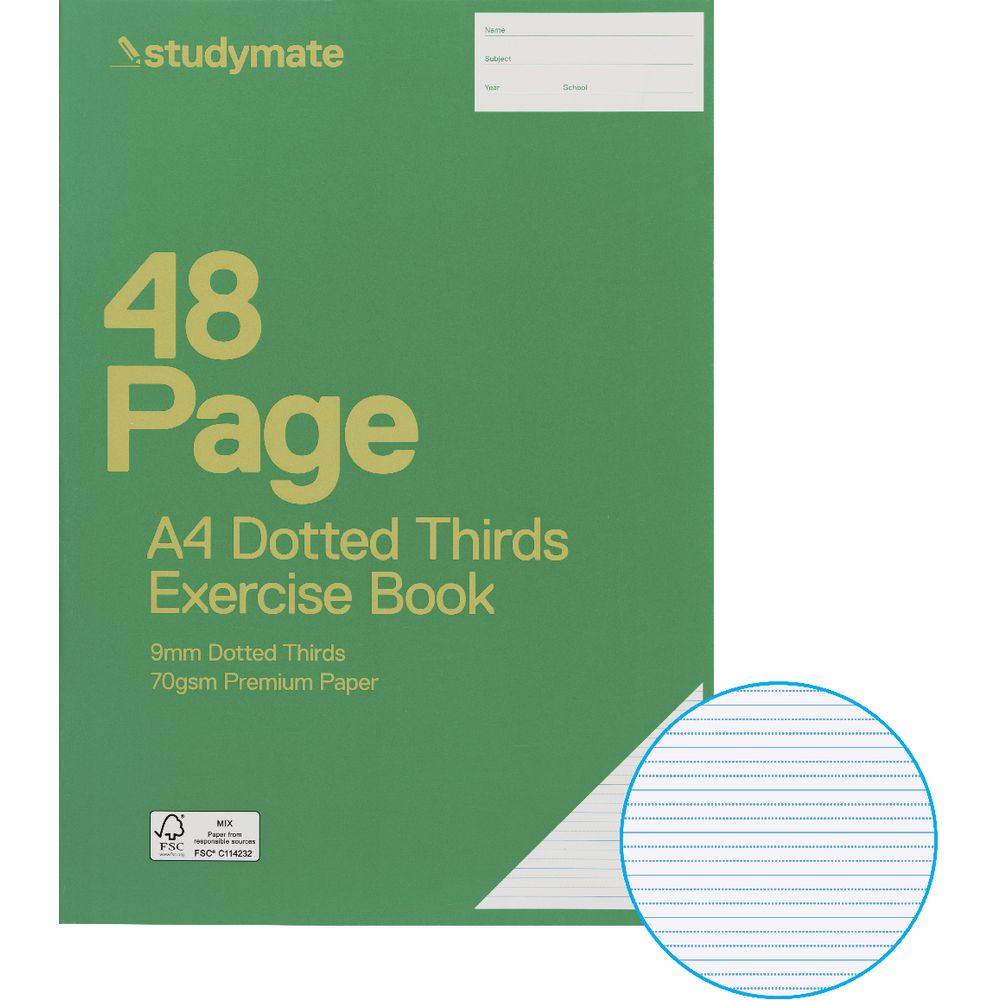 Studymate Premium A4 Dotted Thirds Exercise Book 9mm 48 Page