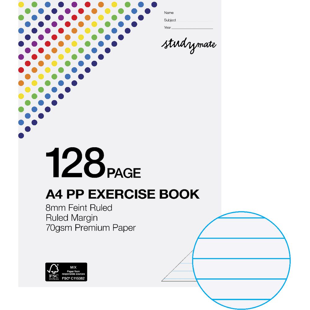 Studymate Premium Clear PP Covered A4 Exercise Book