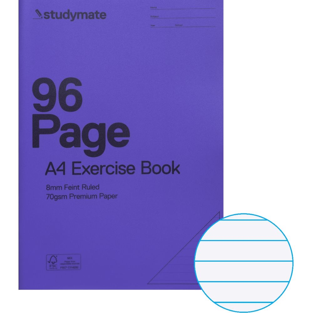 Studymate PP Covered A4 Exercise Book 96 Page Purple