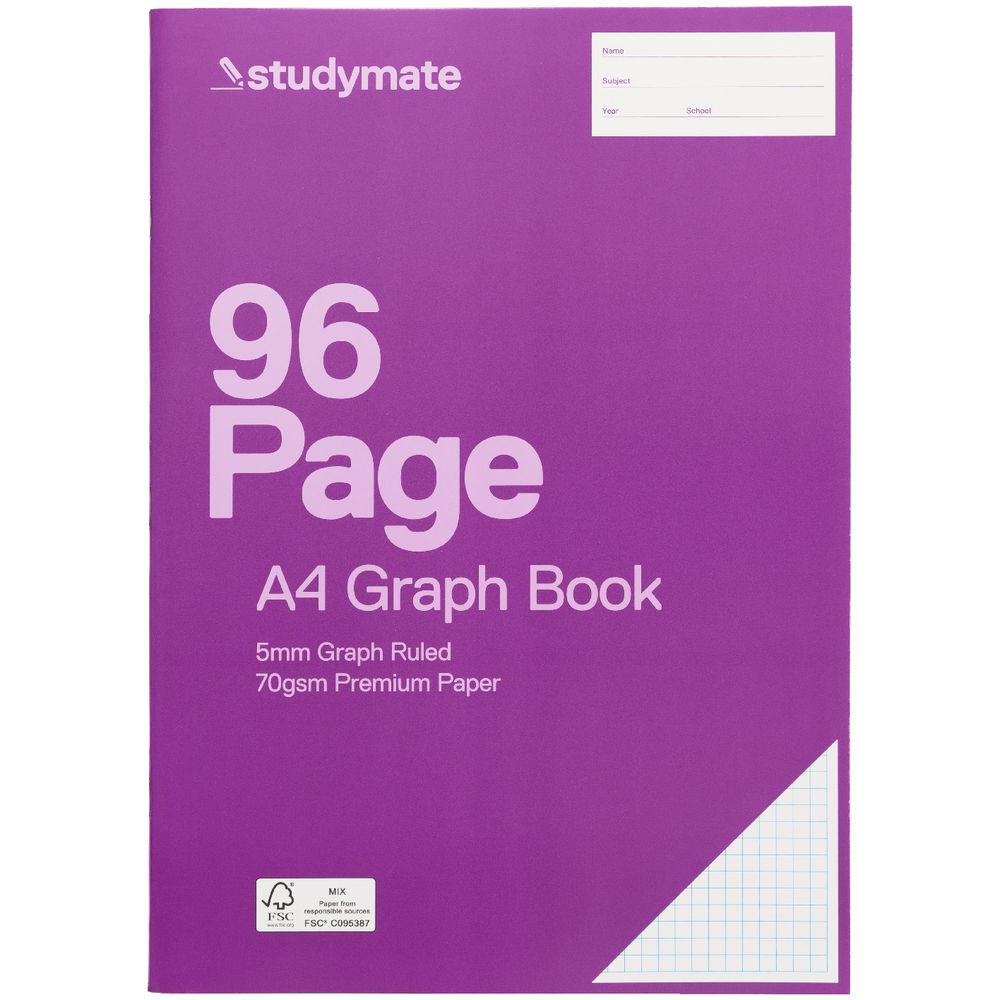 Studymate A4 Premium Graph Book 5mm 96 Page Officeworks