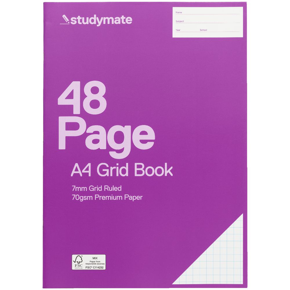 Studymate Premium A4 Grid Book 7mm 48 Page