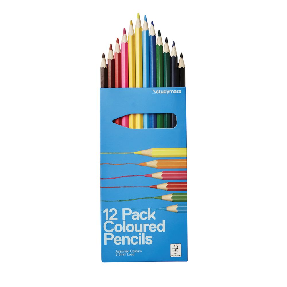 Studymate Coloured Pencils 12 Pack