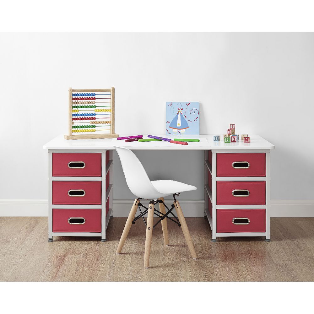 6 Basket Table White Red