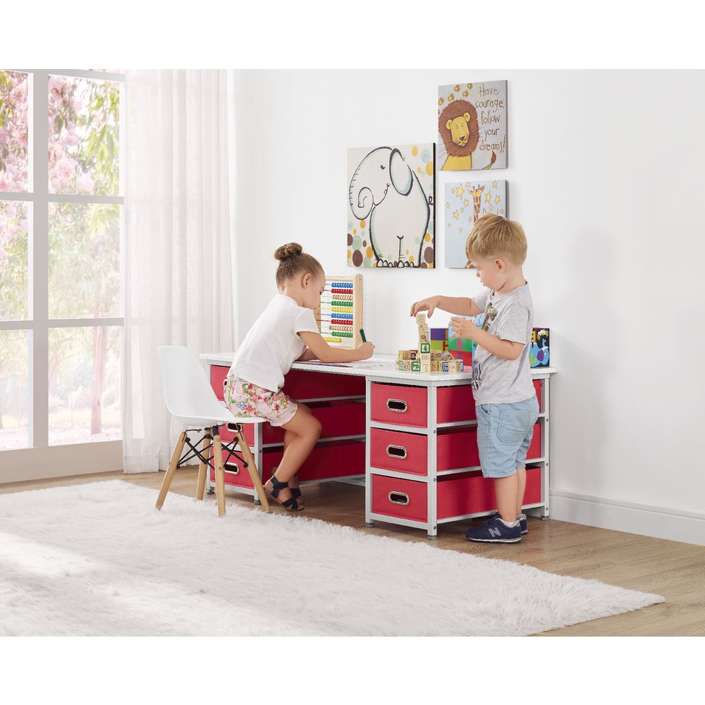 6 Basket Table White Red