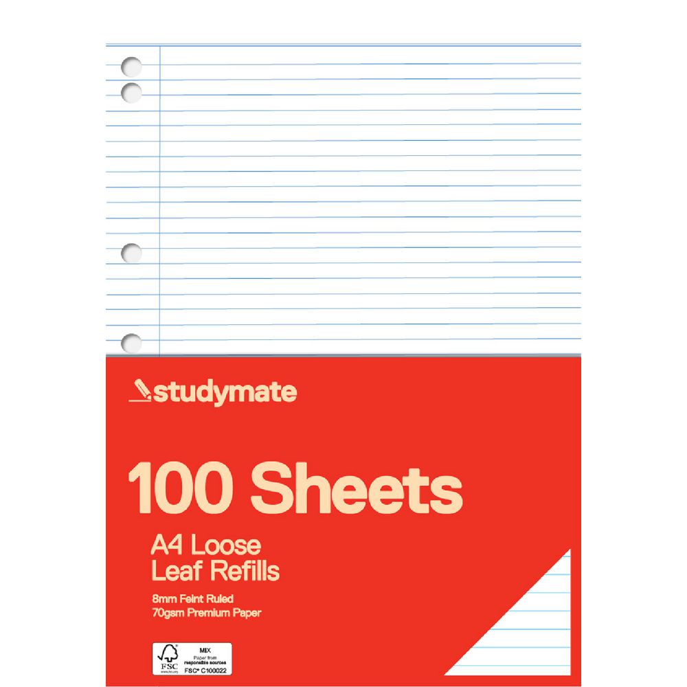 Studymate Premium A4 Loose Leaf Refill 100 Pack