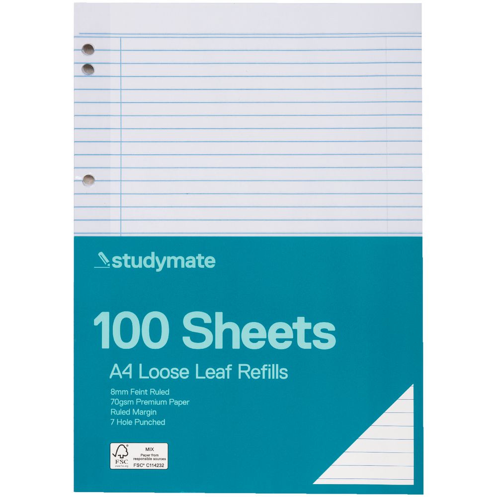 Studymate Premium A4 Loose Leaf Refill 100 Pack