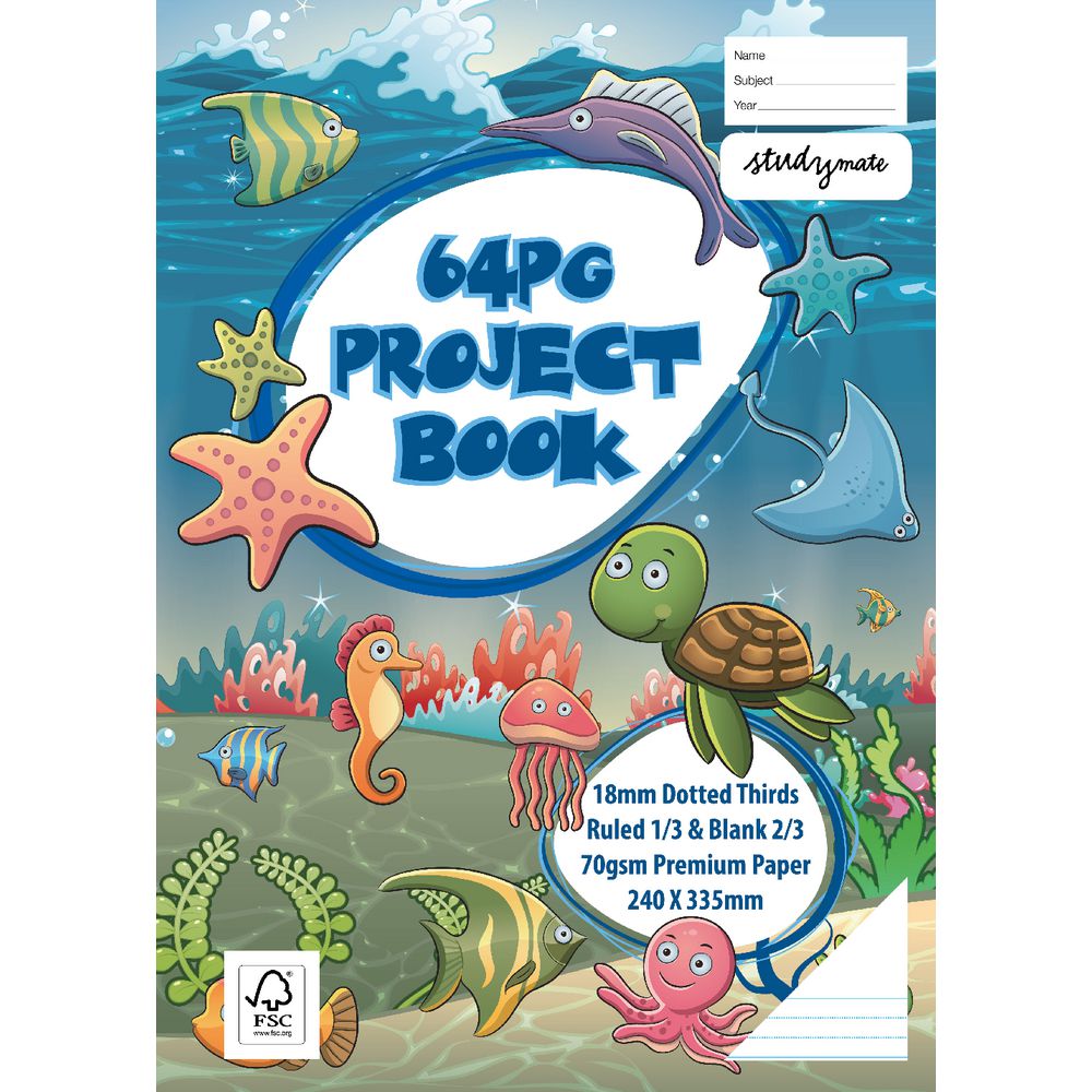 Studymate 240 x 335mm Dotted Thirds Project Book Sea Life