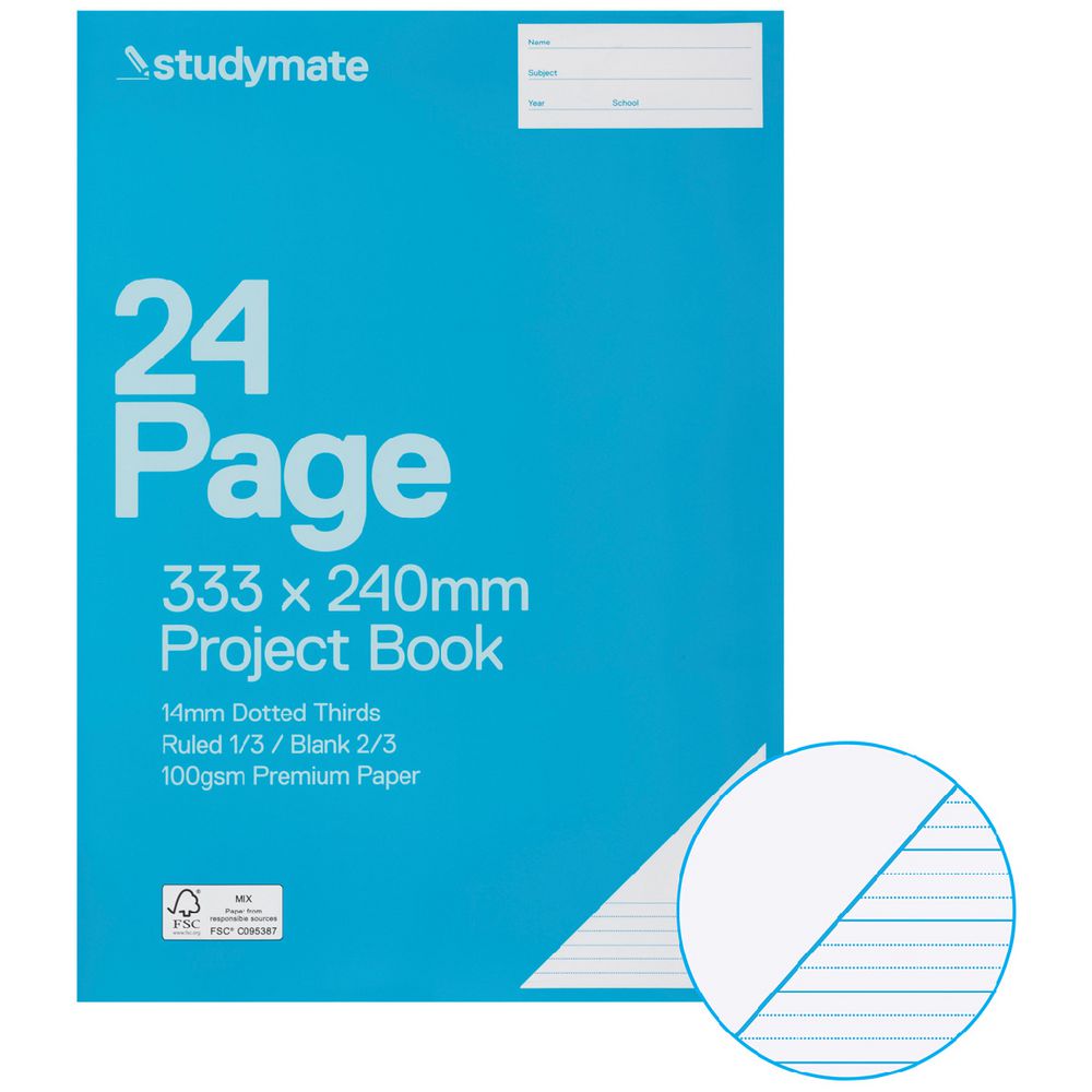Studymate 333x240mm 14mm Dotted Thirds Project Book 24 Page