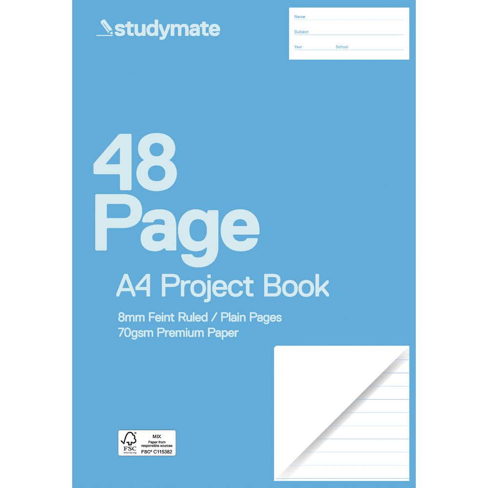 Studymate A4 Premium Project Book 8mm Dotted Thirds 48 Page