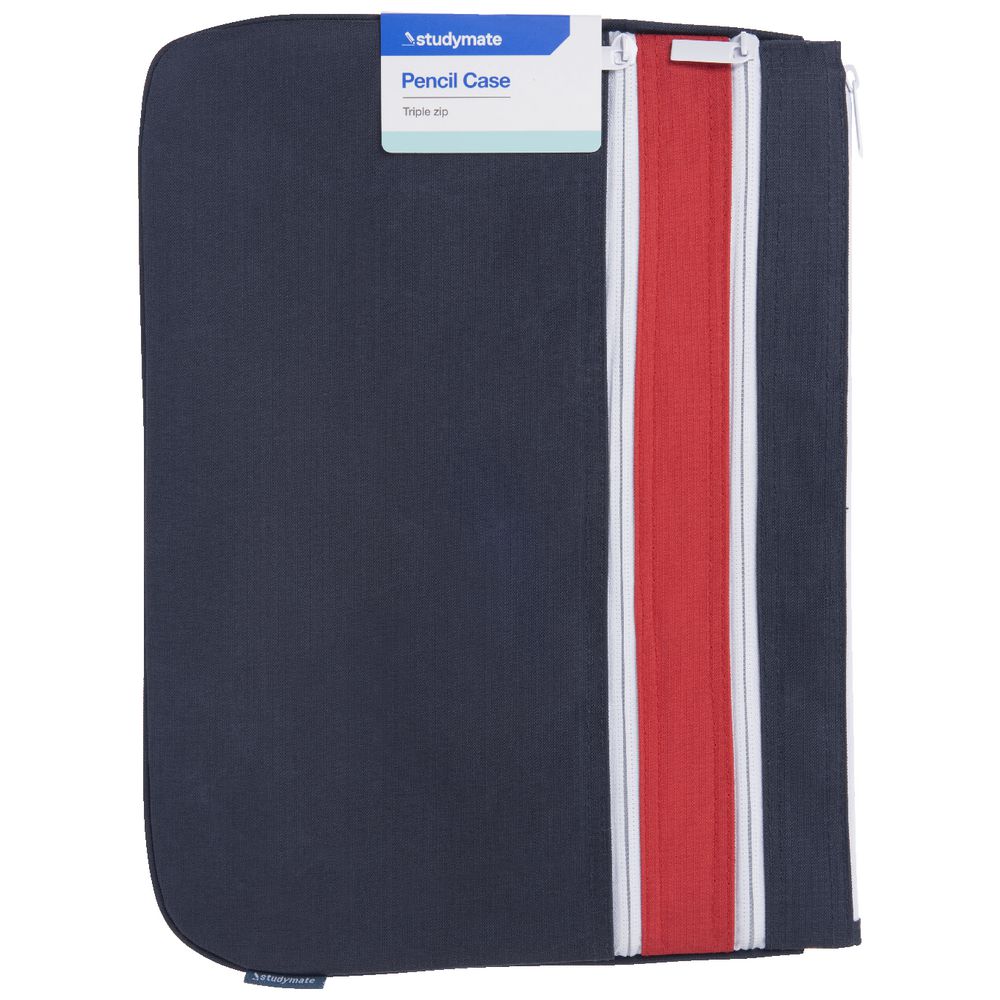 Studymate Triple Zip Pencil Case Large 2 Tone Navy eBay