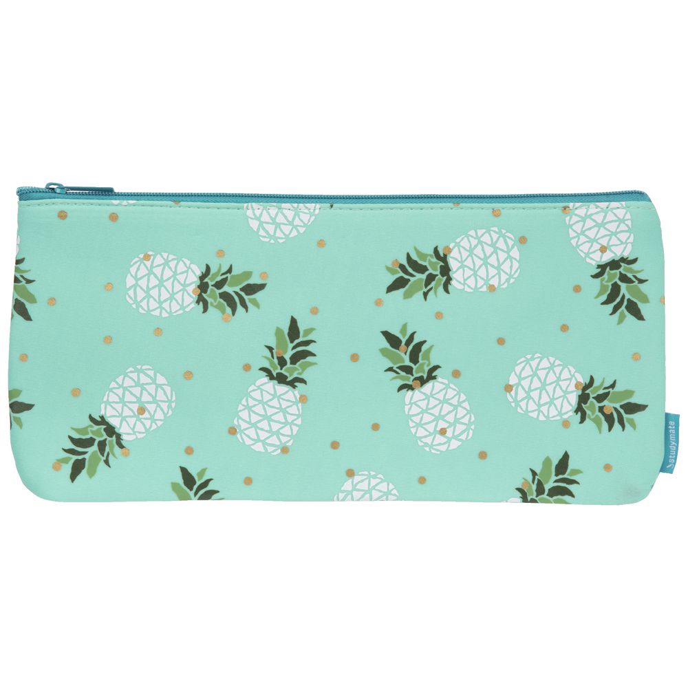 Studymate Single Zip Pencil Case Medium Gold Spot Pineapple