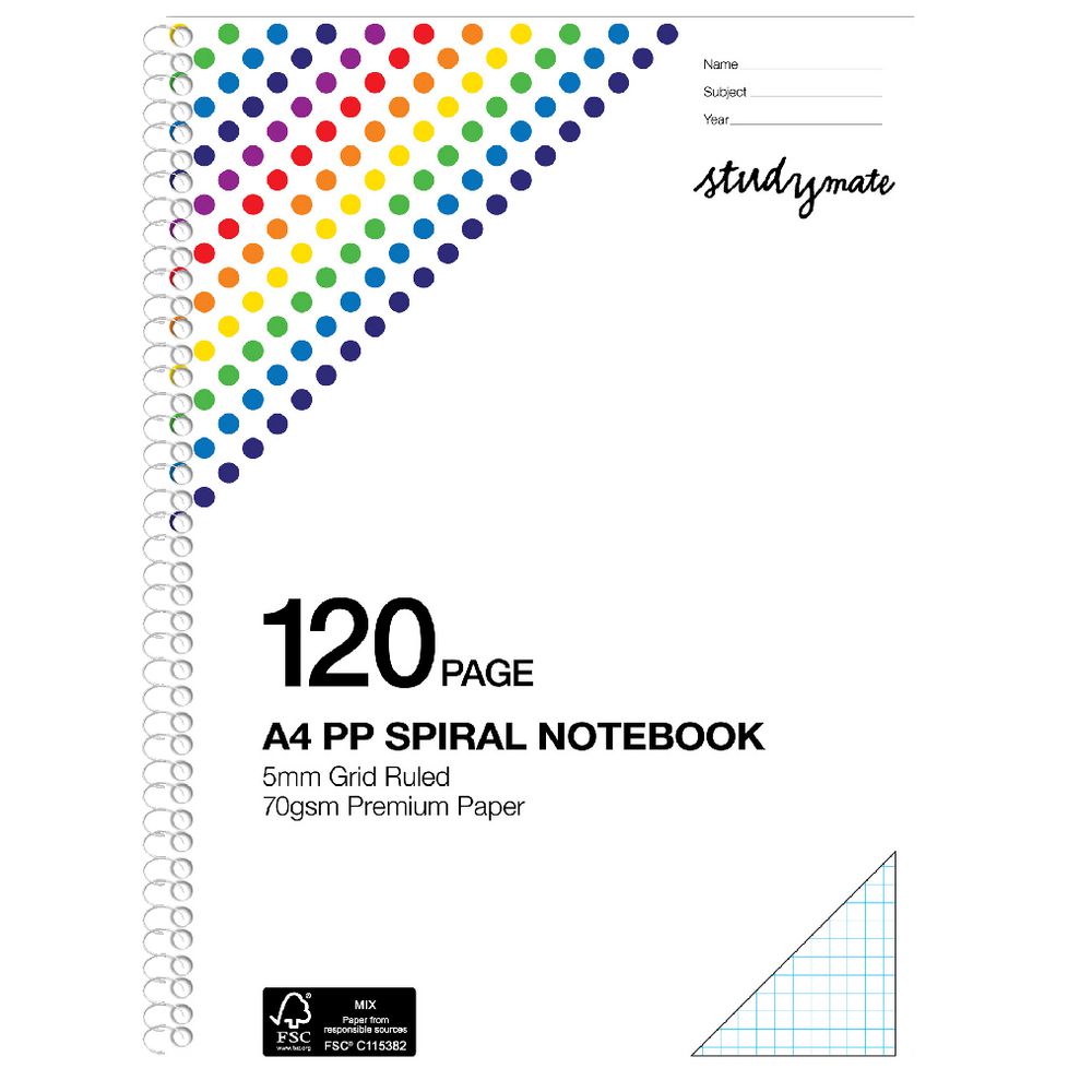 Studymate Premium Clear PP Spiral Grid Notebook 120 Page Officeworks