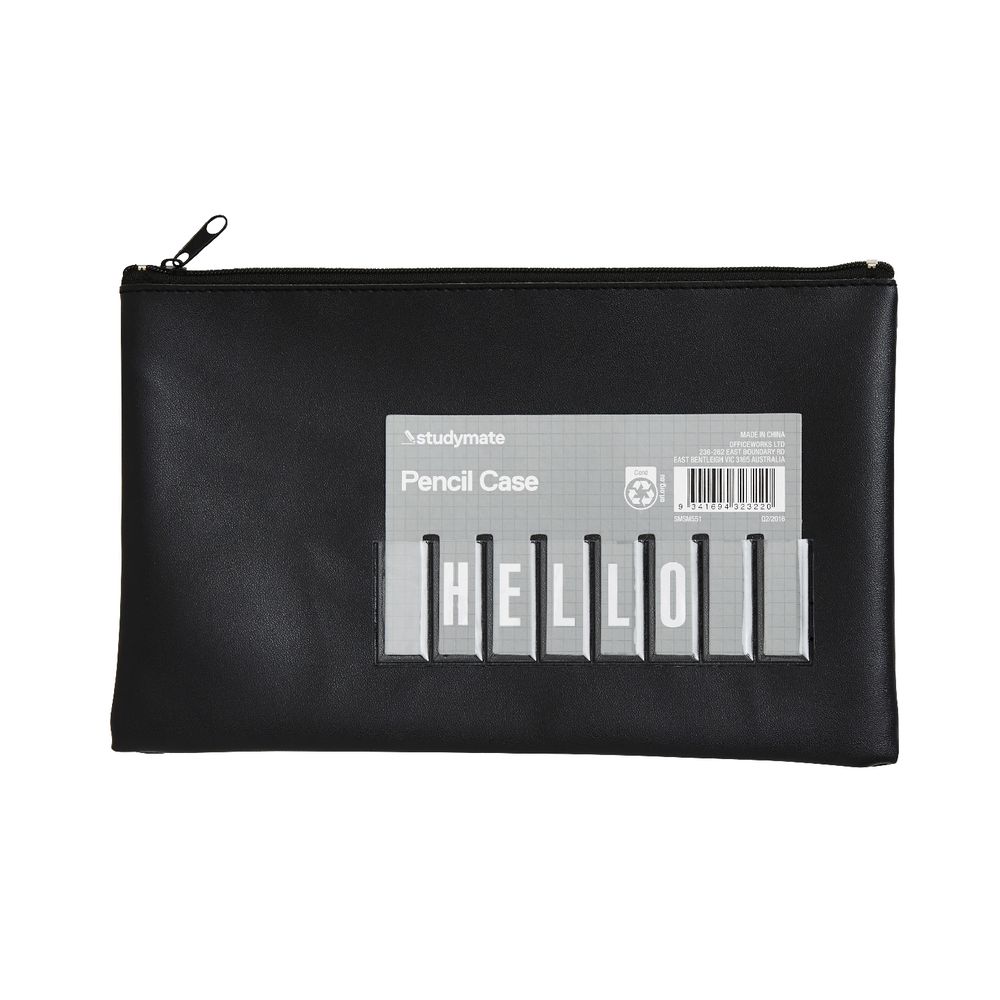 Studymate Single Zip Name Pencil Case Small Black Officeworks