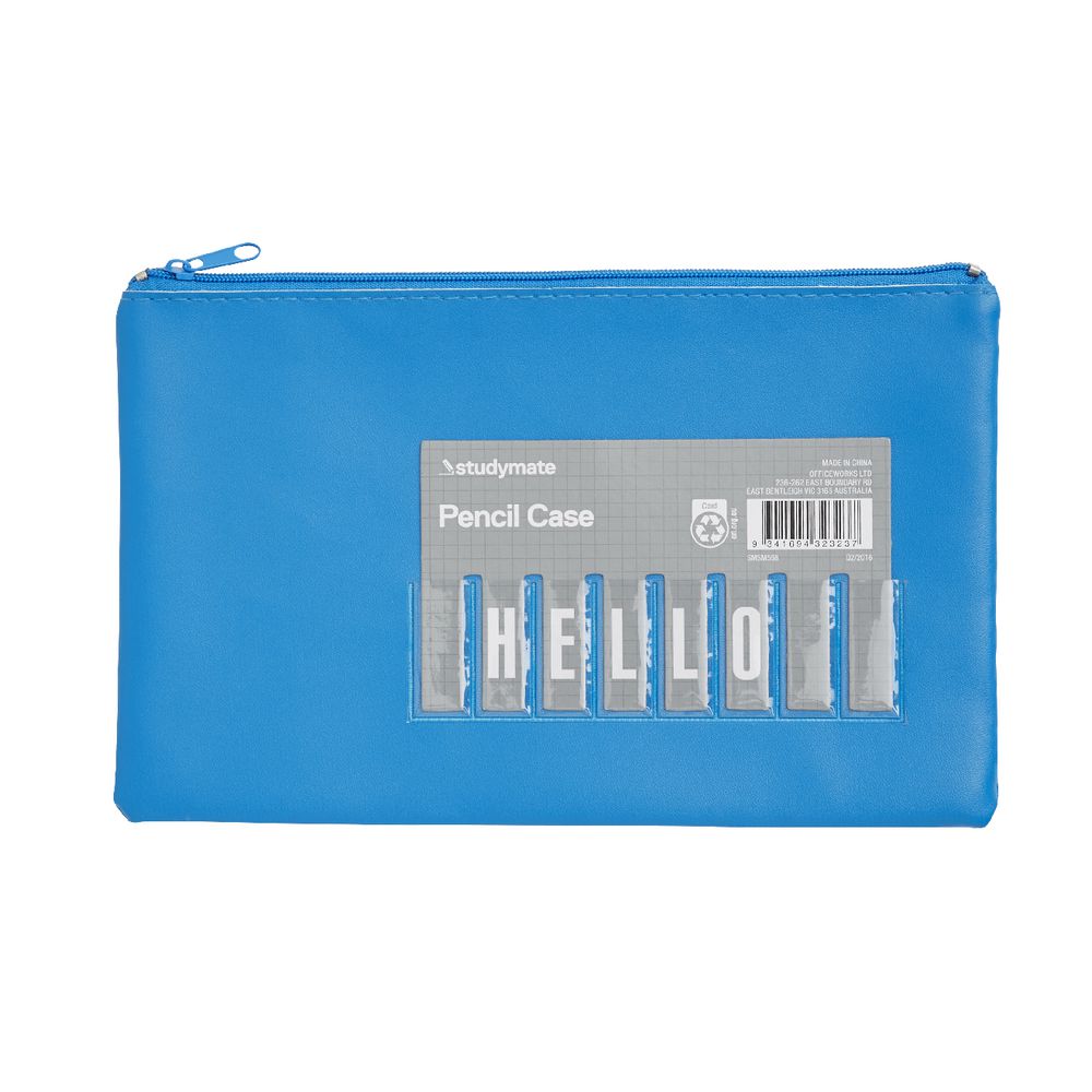 Studymate Single Zip Name Pencil Case Small Blue
