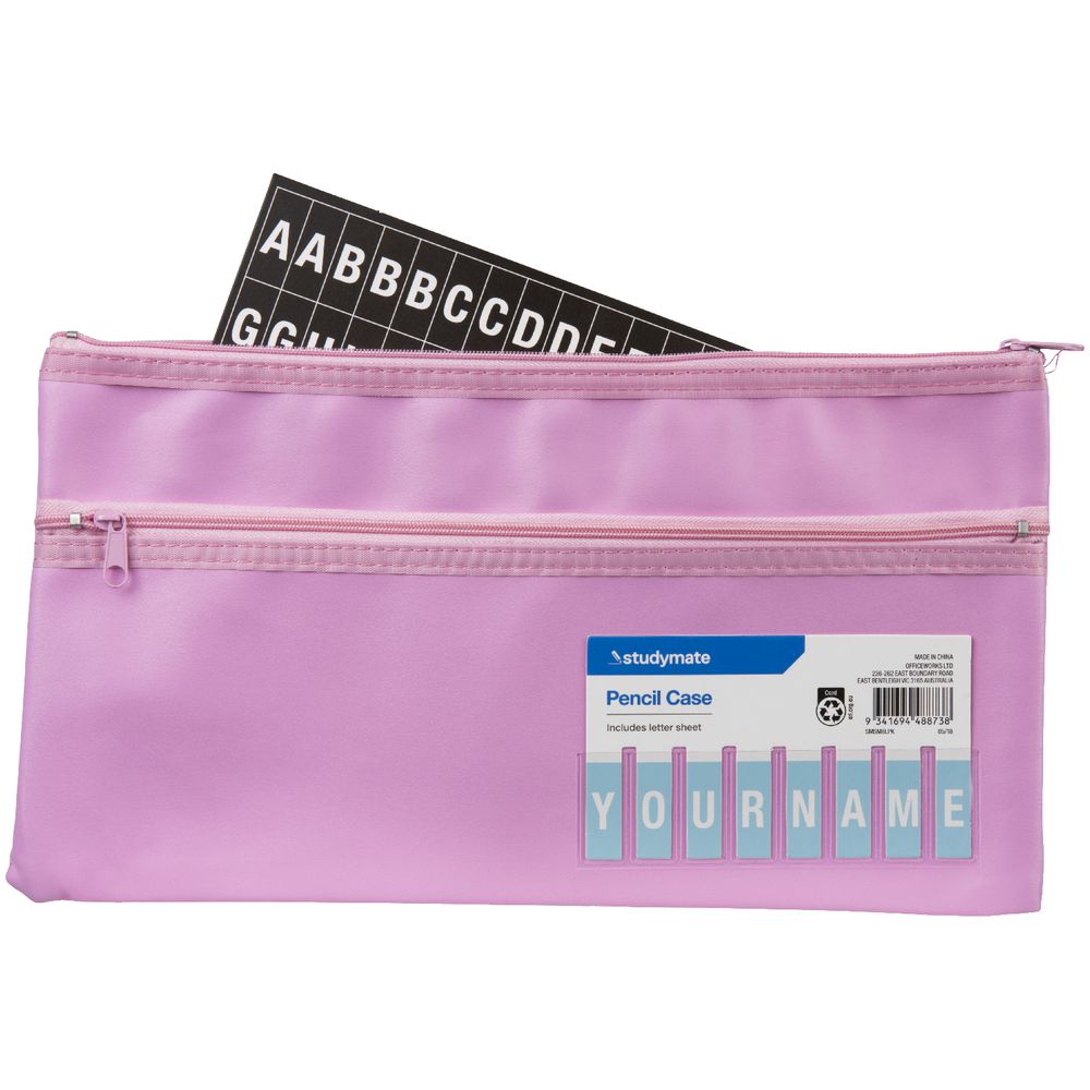 Studymate Single Zip Name Pencil Case Small Black Officeworks